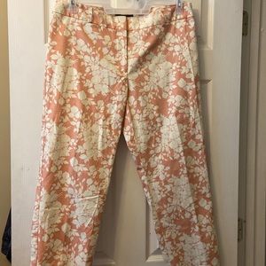 NWT! Ladies TALBOTS Signature PEACHY PINK Floral CROP PANTS ~ Size 12
